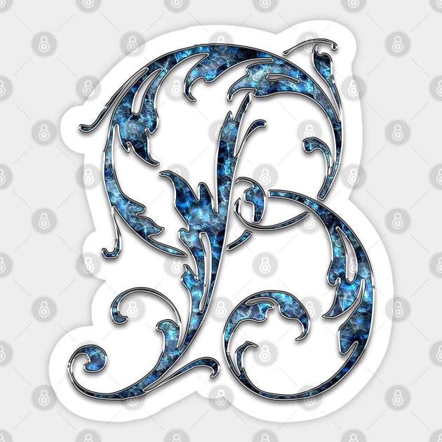 Ornate Blue Silver Letter B Sticker by skycloudpics